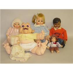 BOX LOT (6) HARD PLASTIC & VINYL DOLLS