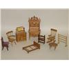 Image 1 : TRAY LOT WOODEN DOLL FURNITURE INCLUDING CHAIRS, CUPBOARDS, 