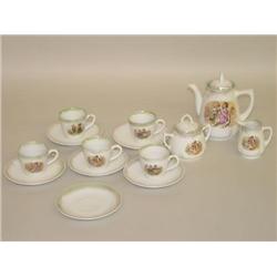 14 PC. GERMAN GREEN LUSTRE CHILD'S TEA SET-MARKED GERMANY
