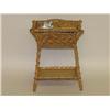 Image 1 : 10 1/2" VICTORIAN 2 TIER WOVEN SPLINT TOY SEWING STAND BASKE
