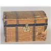 Image 1 : VICTORIAN DOME TOP CHILDS DOLL TRUNK W/ PAPER COVERING (7 1/