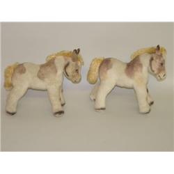 (2) 10 1/2" STEIFF PONY STUFFED TOYS-BOTH W/ BUTTONS & TAGS