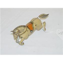 5 1/2" GERMAN TIN LITHO KEY WIND PRANCING HORSE