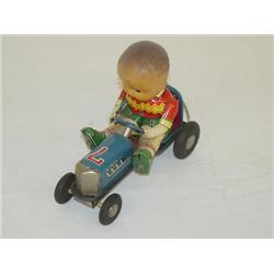 6 1/2" JAPANESE TIN LITHO FRICTION TOY YOUNG BOY IN DERBY CA