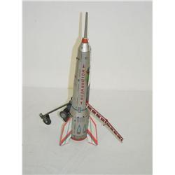 15 1/2" JAPANESE TIN LITHO HOLDRAKETA ROCKET SHIP