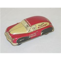 7" CORTLAND TIN LITHO MODERN BAKERY WIND-UP DELIVERY CAR