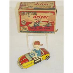 7" MARX TIN LITHO WIND-UP DOTTIE THE DRIVER W/ ORIGINAL BOX