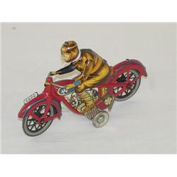 6 1/2" JAPANESE TIN LITHO WIND-UP MOTORCYCLE RACER