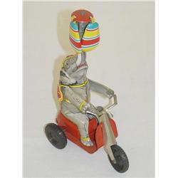 5 1/2" GERMAN TIN LITHO WIND-UP ELEPHANT ON TRICYCLE