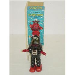 9" JAPANESE TIN WIND-UP PLANET ROBOT W/ ORIGINAL BOX