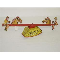 18" CORTLAND TIN LITHO WIND-UP ROCKING R RANCH TOY