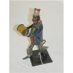 8" EARLY STRAUSS TIN LITHO WIND-UP DANCING BLACK MINSTREL W/