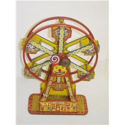 16 1/2" J. CHEIN TIN LITHO WIND-UP HERCULES FERRIS WHEEL