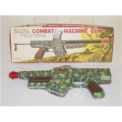 14 1/2" JAPANESE TIN LITHO BATTERY OPERATED COMBAT MACHINE G