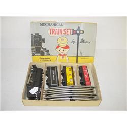 LOUIS MARX TIN LITHO MECHANICAL TRAIN SET IN ORIGINAL BOX-LO
