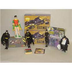 LOT 11 BATMAN TOYS: 2 BATMOBILES BY TOY BIZ, BATMOBILE PHONE