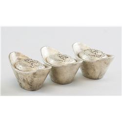 Three Chinese Silvered Ingot Boat Money