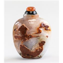 Chinese Agate Carved Fish Snuff Bottle