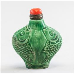 Chinese Porcelain Double Fish Snuff Bottle