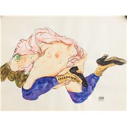 Egon Schiele Austrian Modernist Watercolor Paper