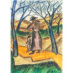 Natalia Goncharova Russian Art Deco Watercolor