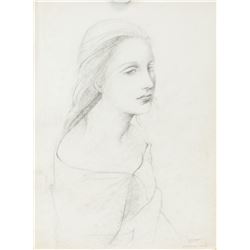 Graphite on Paper Portrait of a Woman