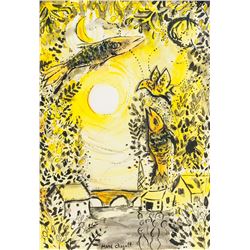Marc Chagall French-Russian Mixed Media on Paper