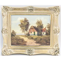 Oil on Board Rural Landscape with Farmhouse