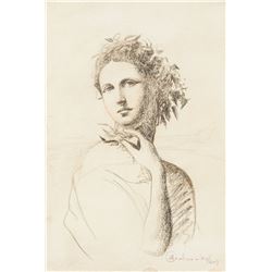 French Graphite on Paper Portrait