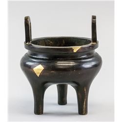 Chinese Bronze Tripod Censer Jiacang Zubao MK