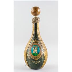 Vintage European Wood Carved Water Bottle