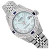 Image 1 : Rolex Men's Stainless Steel, QuickSet, Roman Dial with Diam/Sapphire Bezel - REF-521M2F