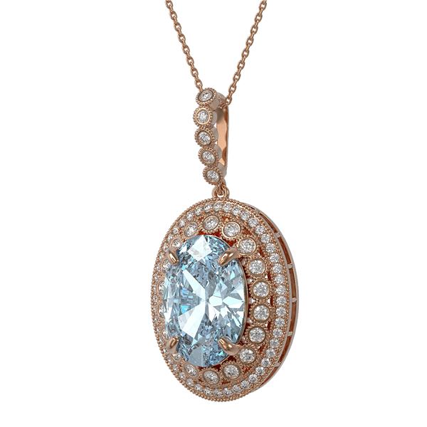 18.77 ctw Sky Topaz & Diamond Victorian Necklace 14K Rose Gold - REF-227H3R