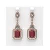 Image 1 : 16.57 ctw Ruby & Diamond Earrings 18K Rose Gold - REF-828N8F