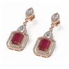 Image 3 : 16.57 ctw Ruby & Diamond Earrings 18K Rose Gold - REF-828N8F