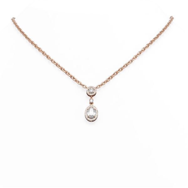 1.59 ctw Oval Diamond Necklace 18K Rose Gold - REF-378F2M