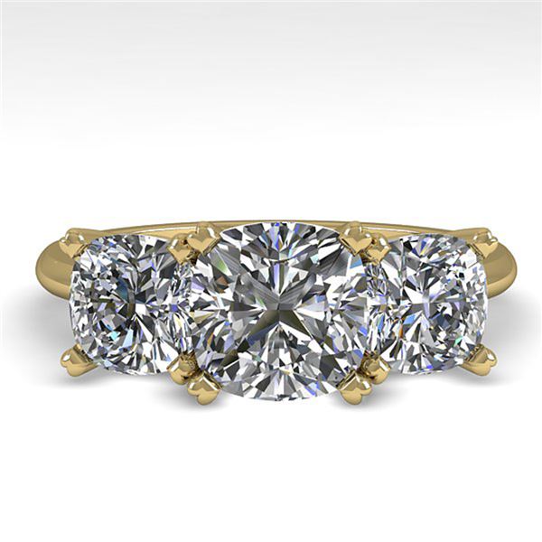 2.0 ctw Cushion VS/SI Diamond 3 Stone Designer Ring 14k Yellow Gold - REF-395W8H