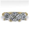 Image 1 : 2.0 ctw Cushion VS/SI Diamond 3 Stone Designer Ring 14k Yellow Gold - REF-395W8H