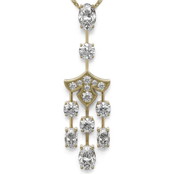 2.75 ctw Oval Cut Diamond Designer Necklace 18K Yellow Gold - REF-369Y3X