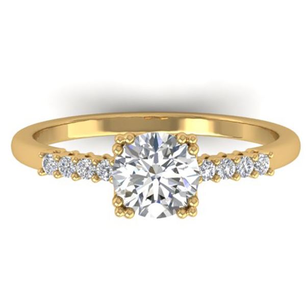 0.93 ctw Certified VS/SI Diamond Art Deco Ring 14k Yellow Gold - REF-171X3A