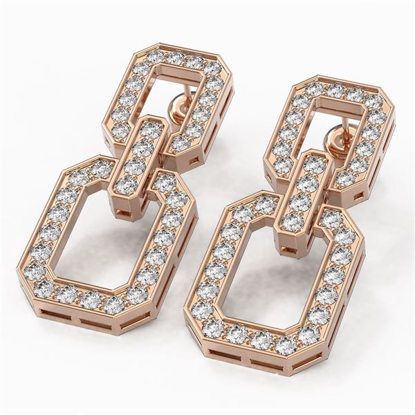 3.32 ctw Diamond Designer Earrings 18K Rose Gold - REF-241M5G