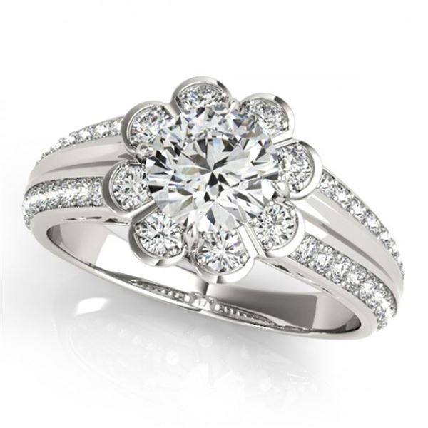 1.5 1.50 ctw Certified VS/SI Diamond Halo Ring 18k White Gold - REF-299R2K