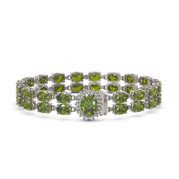 26.92 ctw Tourmaline & Diamond Bracelet 14K White Gold - REF-336M4G