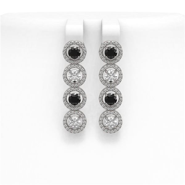 4.52 ctw Black & Diamond Micro Pave Earrings 18K White Gold - REF-289R6K