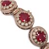 Image 3 : 49.17 ctw Certified Ruby & Diamond Victorian Bracelet 14K Rose Gold - REF-1369F3M