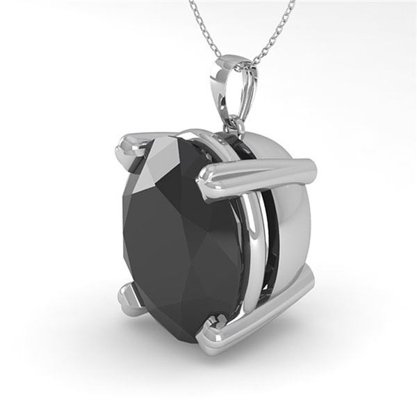 9.0 ctw Oval Black Diamond Designer Necklace 18k White Gold - REF-210R2K