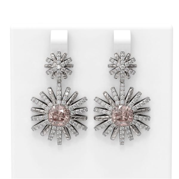 5.43 ctw Morganite & Diamond Earrings 18K White Gold - REF-264W8H