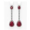Image 1 : 9.91 ctw Ruby & Diamond Earrings 18K White Gold - REF-249F3M