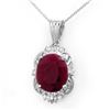 Image 1 : 6.39 ctw Ruby & Diamond Pendant 18k White Gold - REF-138M2G