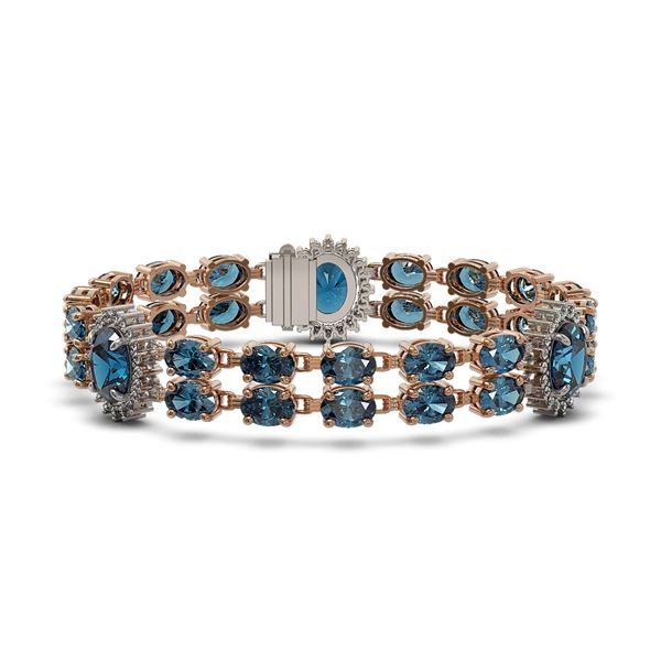 33.49 ctw London Topaz & Diamond Bracelet 14K Rose Gold - REF-225K2Y
